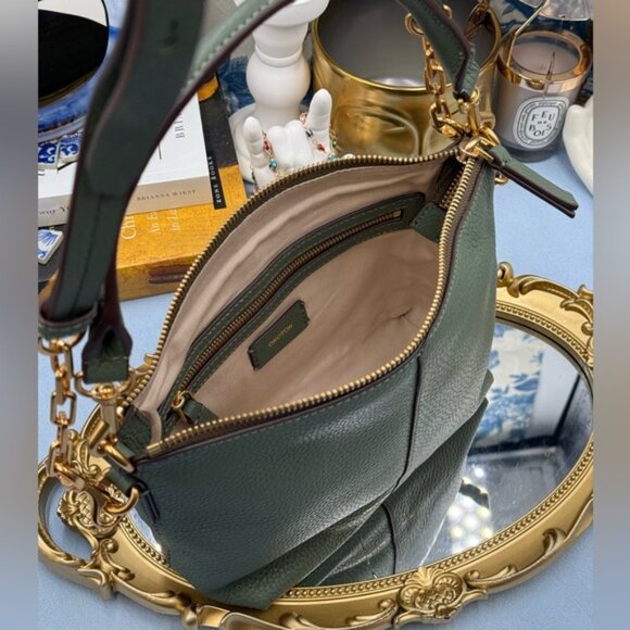 🆕 OROTON 🧿 NWOT Lily Zip Top Leather Crossbody, Olive - Picture 10 of 16